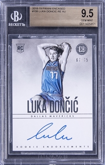 2018-19 Panini Encased #108 Luka Doncic Signed Rookie Card (#067/075) - BGS GEM MINT 9.5/BGS 10 